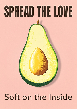 Spread the Love — Avocado Pop Art Poster, Pastel Kitchen Wall Decor