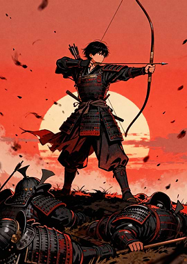 Samurai Archer at Sunset