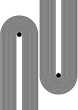 Abstract Black and White Line Art