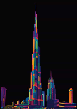 Colorful Dubai Skyline Art