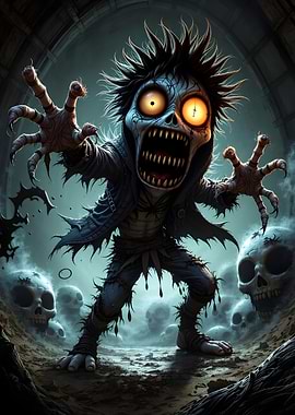 Cartoon Zombie with Glowing Eyes