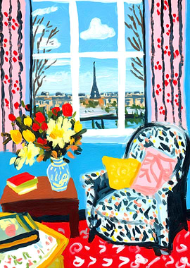 Parisian Room with Eiffel Tower View