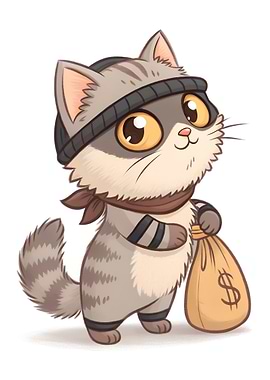 Cute Cat Burglar with Money Bag