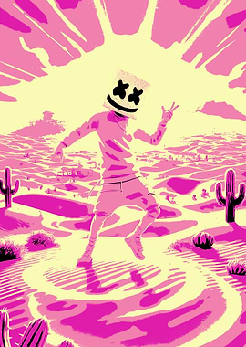 Marshmello in Desert Landscape