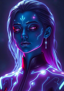 Cyberpunk Female Arcturian with Neon Details