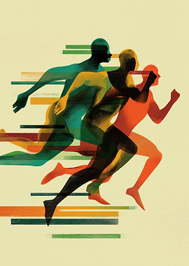 Abstract Runners in Motion