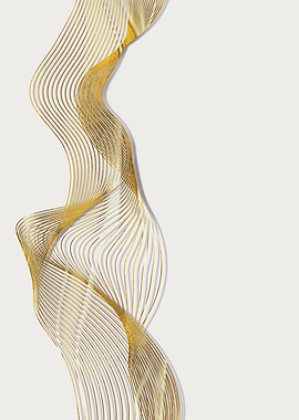 Golden Abstract Wave on White