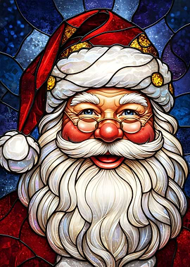 Stained Glass Santa Claus Portrait