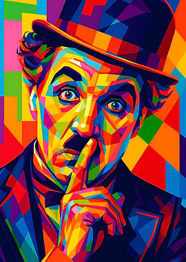 Charlie Chaplin Colorful Pop Art Portrait