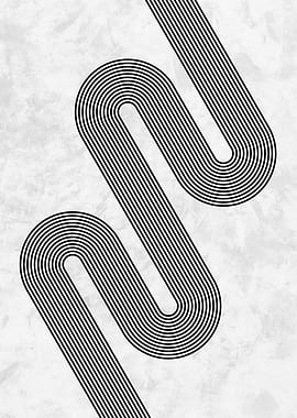 Abstract Black and White Line Art