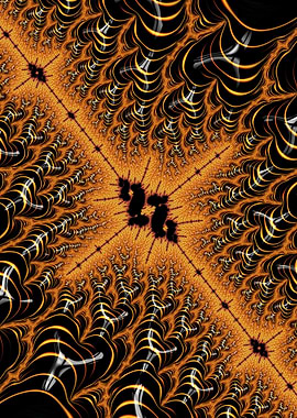 Fractal Art: Golden and Black Pattern