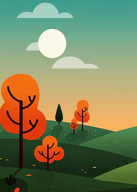 Autumn Landscape Illustration