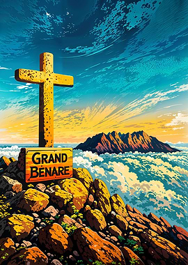 Grand Benare Mountain Peak Illustration