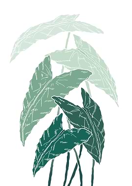 Green Leaves Illustration on White Background