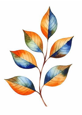 Watercolor Autumn Leaves Branch