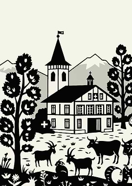 Swiss Countryside Silhouette