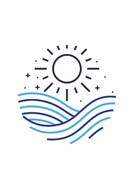 Minimalist Sun and Waves Illustration