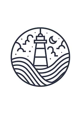 Lighthouse at Night Minimalist Icon