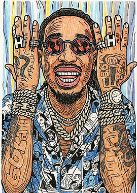 Quavo Portrait with Tattoos and Jewelry