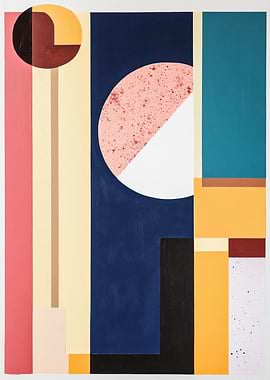 Abstract Geometric Color Block Painting