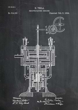 Nikola Tesla Reciprocating Engine Patent