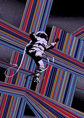 Astronaut in Colorful Abstract Space