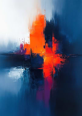 Abstract Painting: Orange and Blue