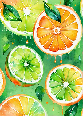 Watercolor Citrus Fruit Pattern