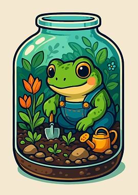 Frog Gardener in a Jar