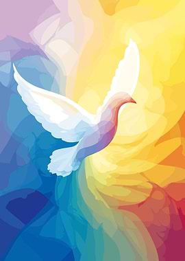 White Dove in Flight Abstract Art