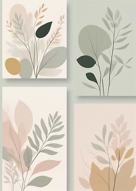Botanical Prints Set in Muted Tones