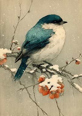 Bird on Snowy Branch