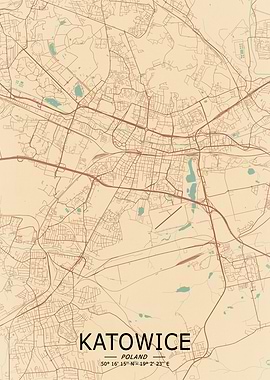 Katowice Vintage Map