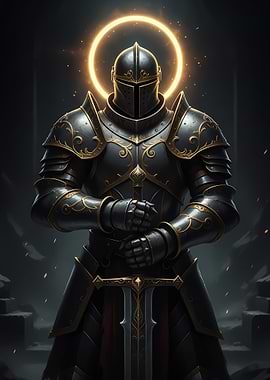 Knight in shining armor with halo
