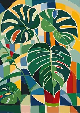 Abstract Monstera Plant Art