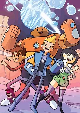 Cartoon Team in Space Adventure