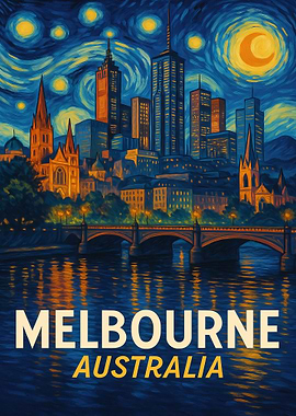 Melbourne Australia Cityscape Painting