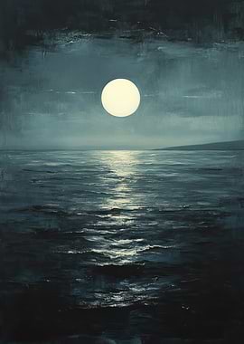 Moonlit Ocean Painting