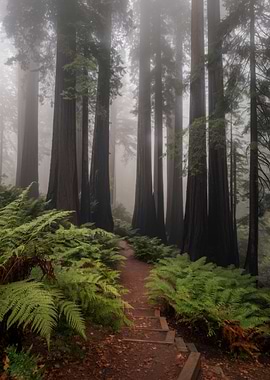 Misty Redwood Forest Trail