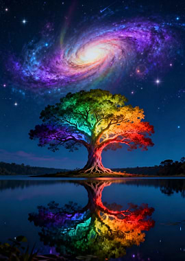 Rainbow Tree Galaxy Reflection