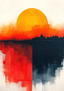 Abstract Sunset Reflection Painting