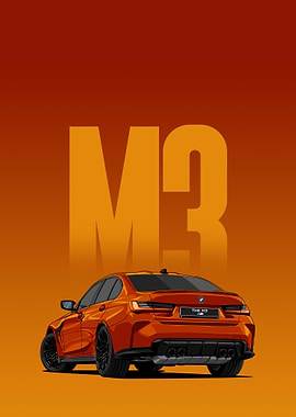 Orange BMW M3 Illustration
