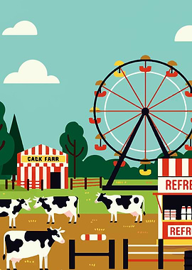 Cartoon Farm Fair Scene