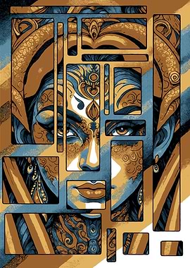 Abstract Portrait with Geometric Fragmentation