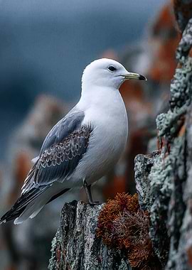 Seagull perched on a rocky outcrop