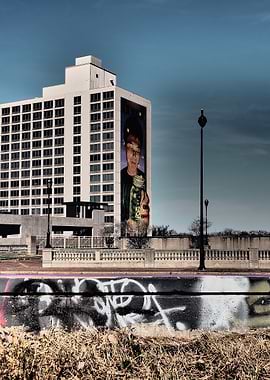 Urban Building with Mural and Graffiti