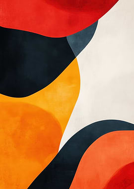 Abstract Shapes in Red, Orange, and Black