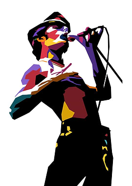Rock Star with Microphone Pop Art