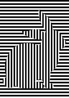 Abstract Black and White Deer Illusion