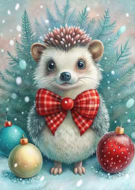 Festive Hedgehog with Bow Tie